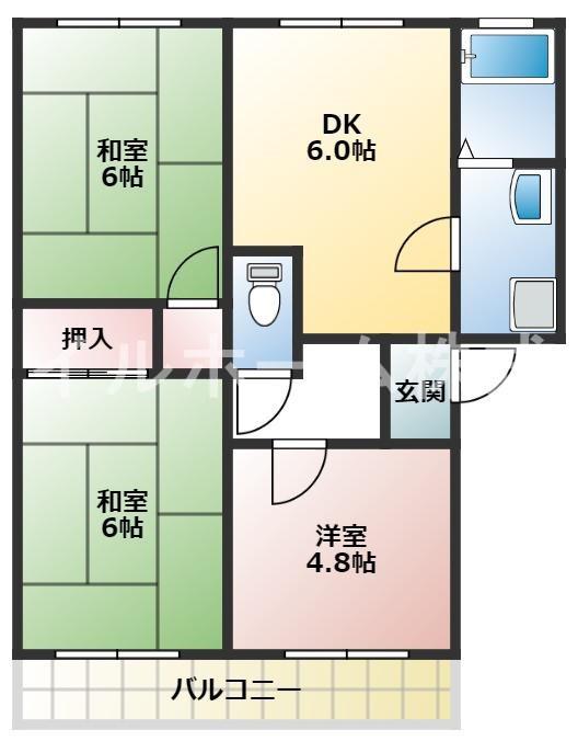サンハイム鈴木 B(3DK/2階)の間取り写真