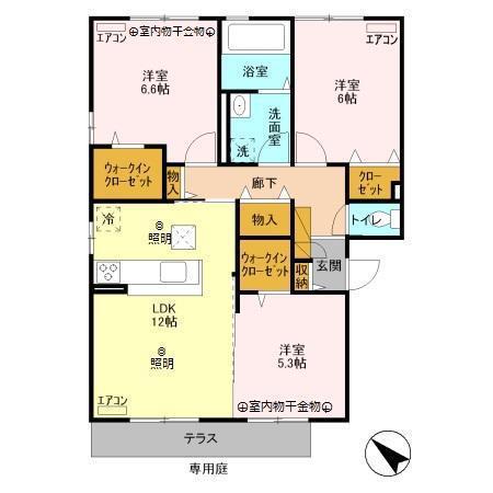 レジーア(3LDK/1階)の間取り写真
