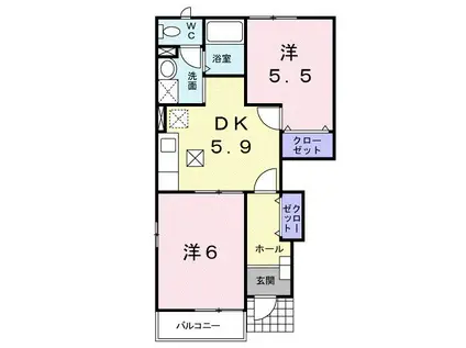 プロムナードII(2DK/1階)の間取り写真