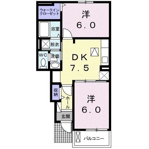 セントラル・エイトA(2DK/1階)の間取り写真