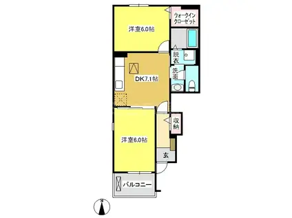 ガーデン ハウス サニー(2DK/1階)の間取り写真