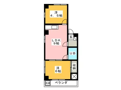 コスモマンション(2LDK/2階)の間取り写真