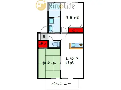 新栄プロパティー恩智III(2LDK/1階)の間取り写真