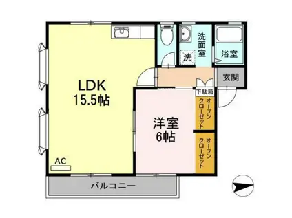 レヂデンス岡田A棟(1LDK/1階)の間取り写真