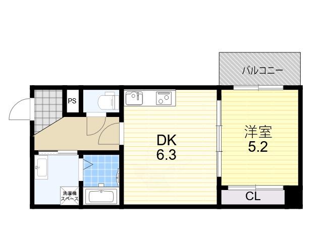 GARDENIA天王寺南(1DK/3階)の間取り写真