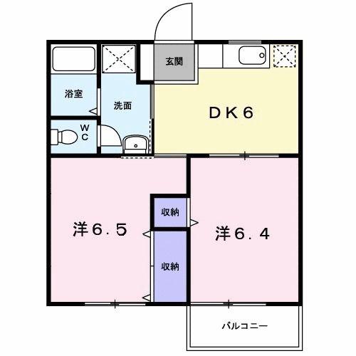 セリーヌ(2DK/2階)の間取り写真