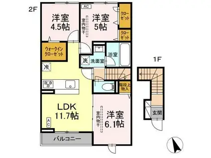 グラースK(3LDK/2階)の間取り写真
