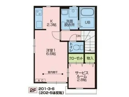KOSMOSIII(1SK/2階)の間取り写真