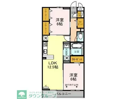 PLUME(2LDK/3階)の間取り写真