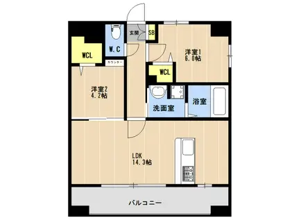 KL東比恵II(2LDK/2階)の間取り写真