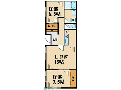 HILLVALLEY(2SLDK/1階)の間取り写真