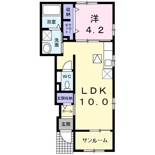 グラース(1LDK/1階)の間取り写真