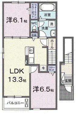 アーバンコート 西青山 北棟(2LDK/2階)の間取り写真