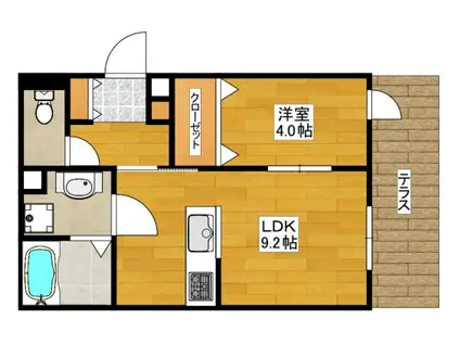 シリウス千里中央(1LDK/1階)の間取り写真