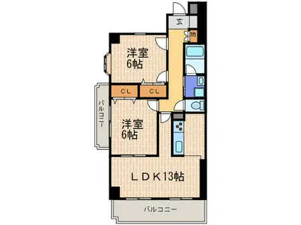 ハイム静(2LDK/2階)の間取り写真