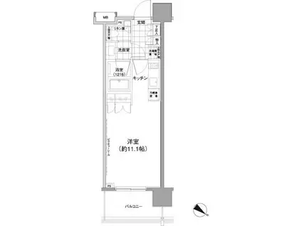 パークハビオ渋谷神山町(ワンルーム/11階)の間取り写真