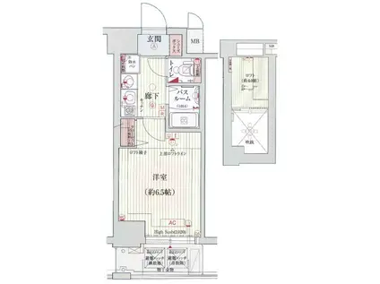 エステムコート神戸県庁前IIIフィエルテ(1SK/11階)の間取り写真