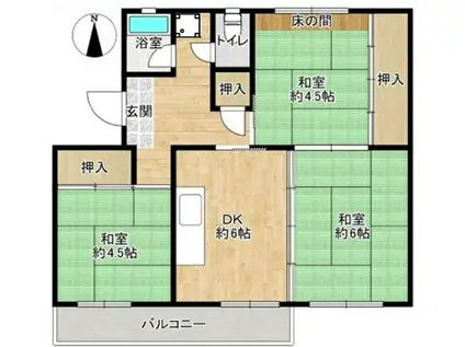 粟生第二(3DK/3階)の間取り写真