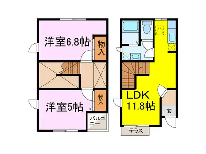 リアン・スプリングミー(2LDK/1階)の間取り写真