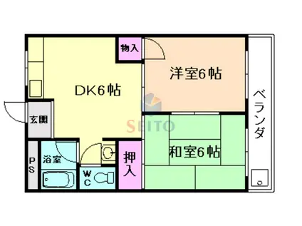 村田コーポラス(2DK/2階)の間取り写真