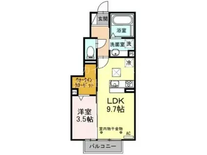 D-ROOM三方原 A棟(1LDK/1階)の間取り写真