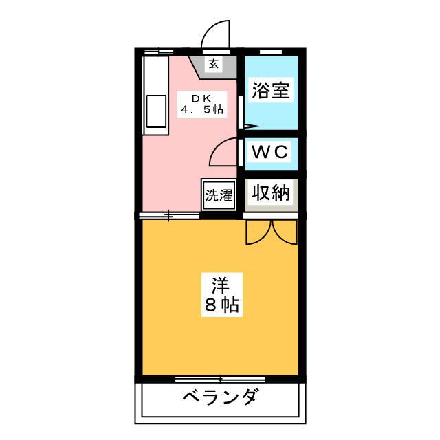 クレスト東海(1K/2階)の間取り写真
