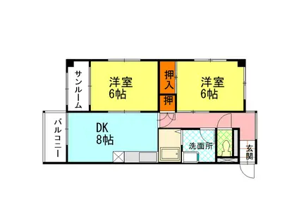 リベールマリオン(2DK/4階)の間取り写真