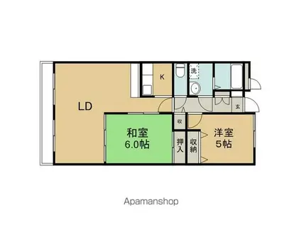 マンションヴェルテスII(2LDK/4階)の間取り写真