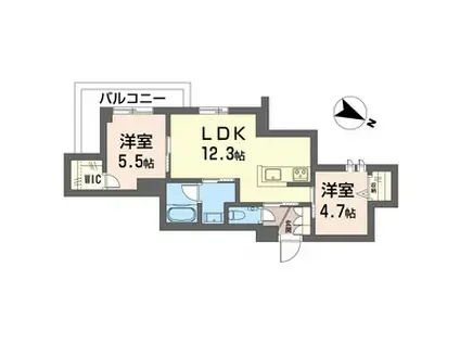 フォレストSHM(2LDK/3階)の間取り写真