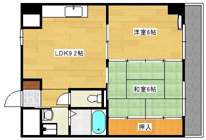 フレア21三滝(2LDK/6階)の間取り写真