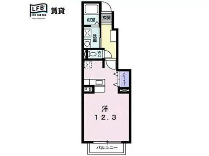 ユートピアK・FB(ワンルーム/1階)の間取り写真