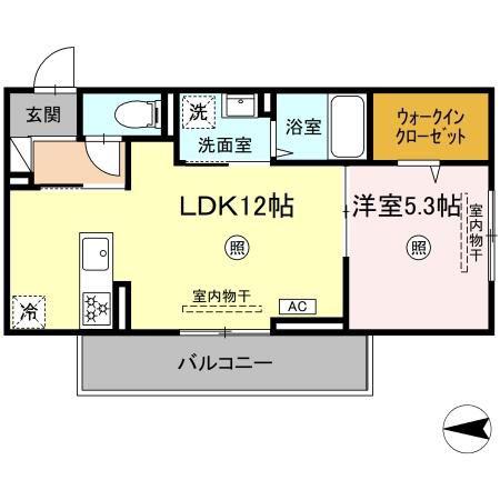 DーROOM本城東 A棟(1LDK/3階)の間取り写真