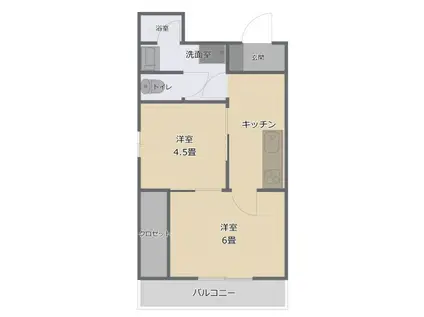 森川ビル(2K/3階)の間取り写真