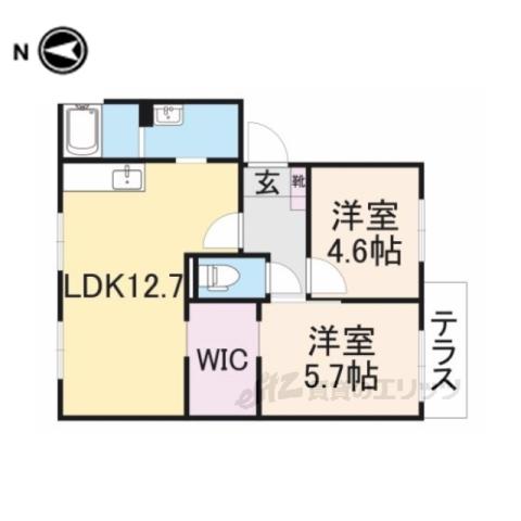ハイツ池田D棟(2LDK/1階)の間取り写真