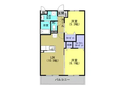 ステージア喜入V(2LDK/2階)の間取り写真