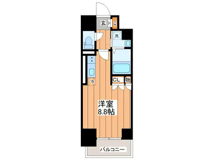 渡幸ベルメゾン五橋(ワンルーム/3階)の間取り写真