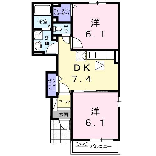 ブリーズメゾン(2DK/1階)の間取り写真