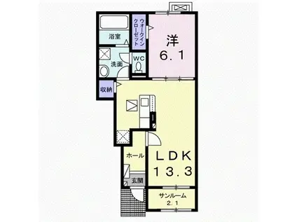 メゾン蒼B(1LDK/1階)の間取り写真