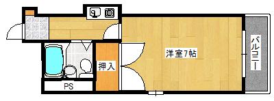 KAZ BLD(1K/4階)の間取り写真