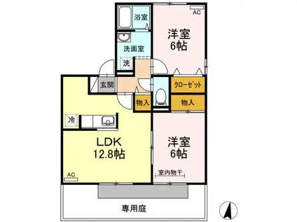 コンフォート I棟(2LDK/1階)の間取り写真