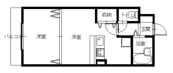 クオーレ中川(1DK/4階)の間取り写真
