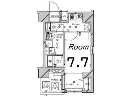 クレストタップ綾瀬(1K/8階)の間取り写真