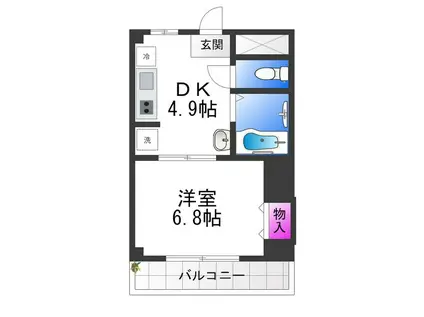 ジュネス平野西(1DK/3階)の間取り写真