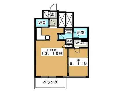 レジディア笹塚II(1LDK/2階)の間取り写真