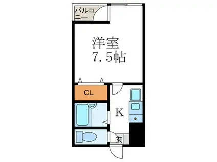 エレガンス岡崎(1K/2階)の間取り写真