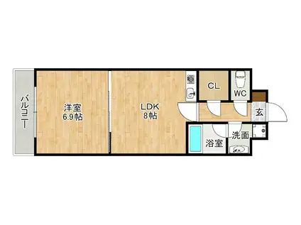 LEAD大手町(1LDK/2階)の間取り写真