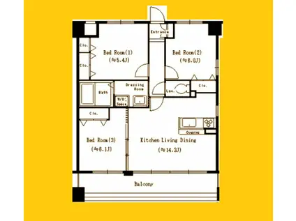 YS COURT三保(3LDK/6階)の間取り写真
