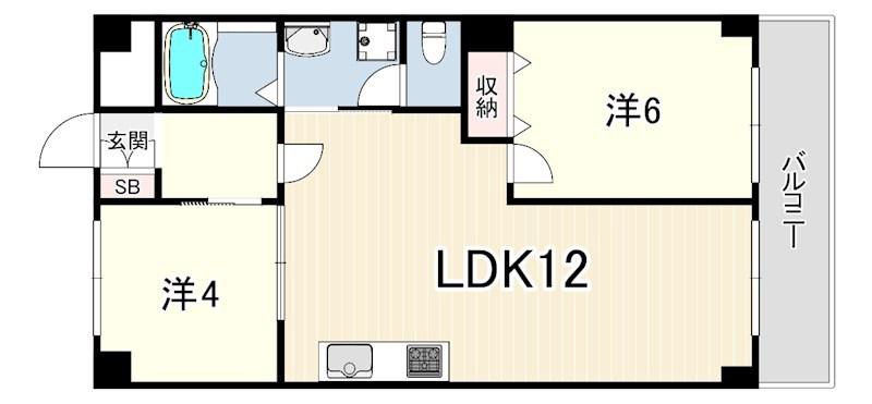 サンライフつちや(2LDK/2階)の間取り写真
