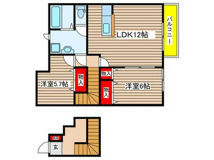 フリージアガーデンIII(2LDK/2階)の間取り写真