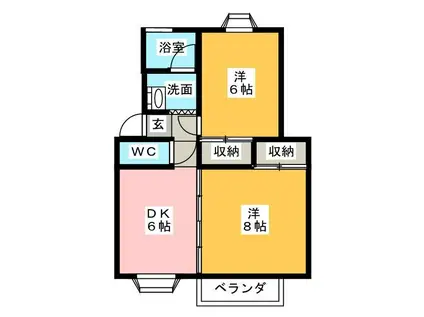 ハピネスH・Y・E(2DK/1階)の間取り写真
